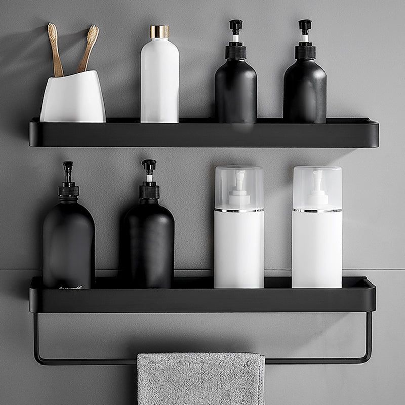 Matt Black Bathroom Set Modern 1/2 - Piece Stainless Steel Bath Rack