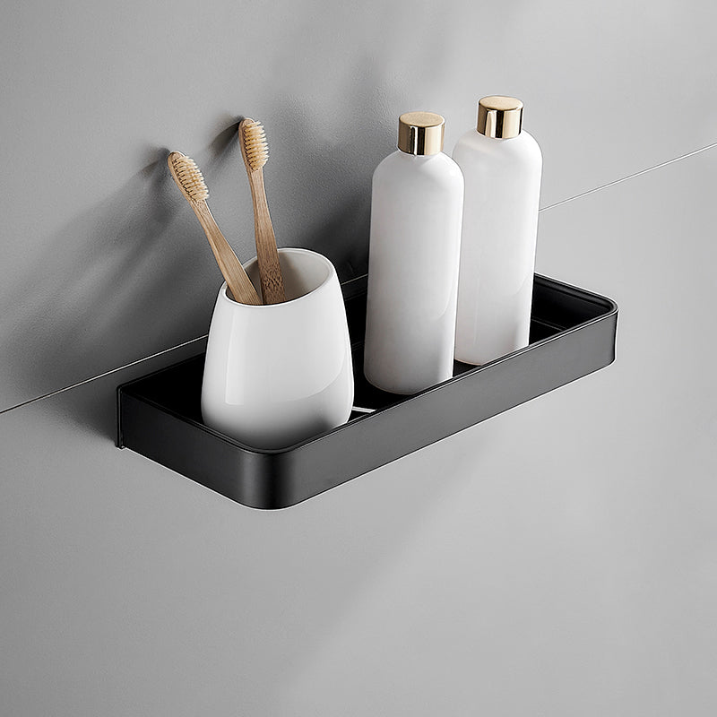 Matt Black Bathroom Set Modern 1/2 - Piece Stainless Steel Bathroom Shelf