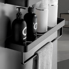 Matt Black Bathroom Set Modern 1/2 - Piece Stainless Steel Bathroom Shelf