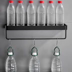 Matt Black Bathroom Set Modern 1/2 - Piece Stainless Steel Bath Rack