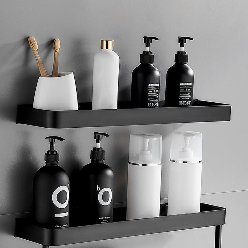 Matt Black Bathroom Set Modern 1/2 - Piece Stainless Steel Bath Rack