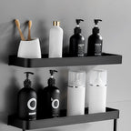 Matt Black Bathroom Set Modern 1/2 - Piece Stainless Steel Bathroom Shelf