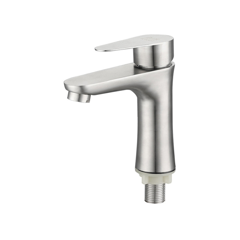 Round Vessel Faucet Lever Handle Stainless Steel Bathroom Faucet with Water Hose