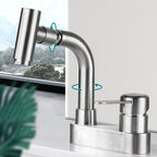 Center set bathroom faucet stainless steel lever handle 2 holes swivel sink faucet