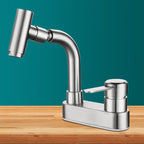 Center set bathroom faucet stainless steel lever handle 2 holes swivel sink faucet