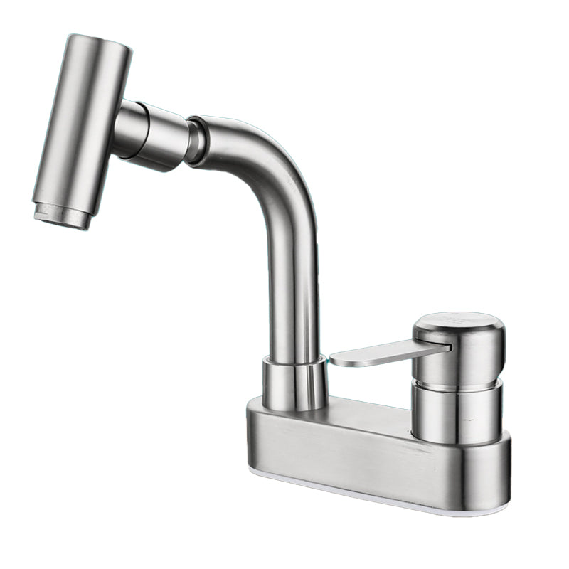Center set bathroom faucet stainless steel lever handle 2 holes swivel sink faucet