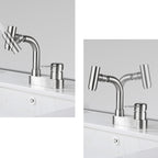 Center set bathroom faucet stainless steel lever handle 2 holes swivel sink faucet