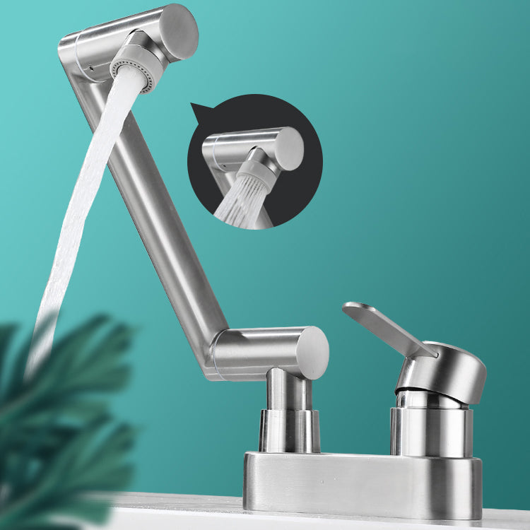2 holes sink faucet swivel stainless steel single handle central mounted faucet