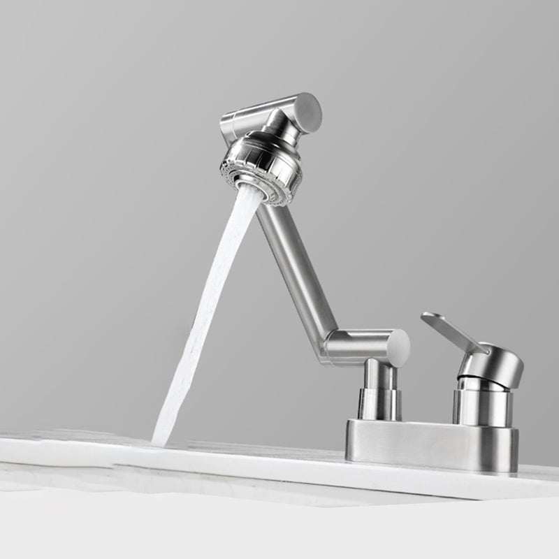 2 holes sink faucet swivel stainless steel single handle central mounted faucet