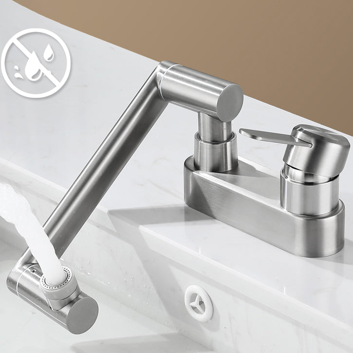 2 holes sink faucet swivel stainless steel single handle central mounted faucet