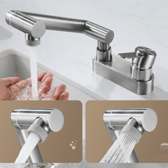 2 holes sink faucet swivel stainless steel single handle central mounted faucet