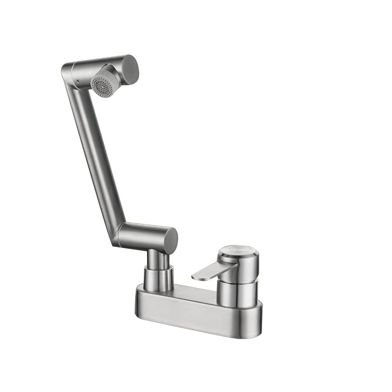 2 holes sink faucet swivel stainless steel single handle central mounted faucet
