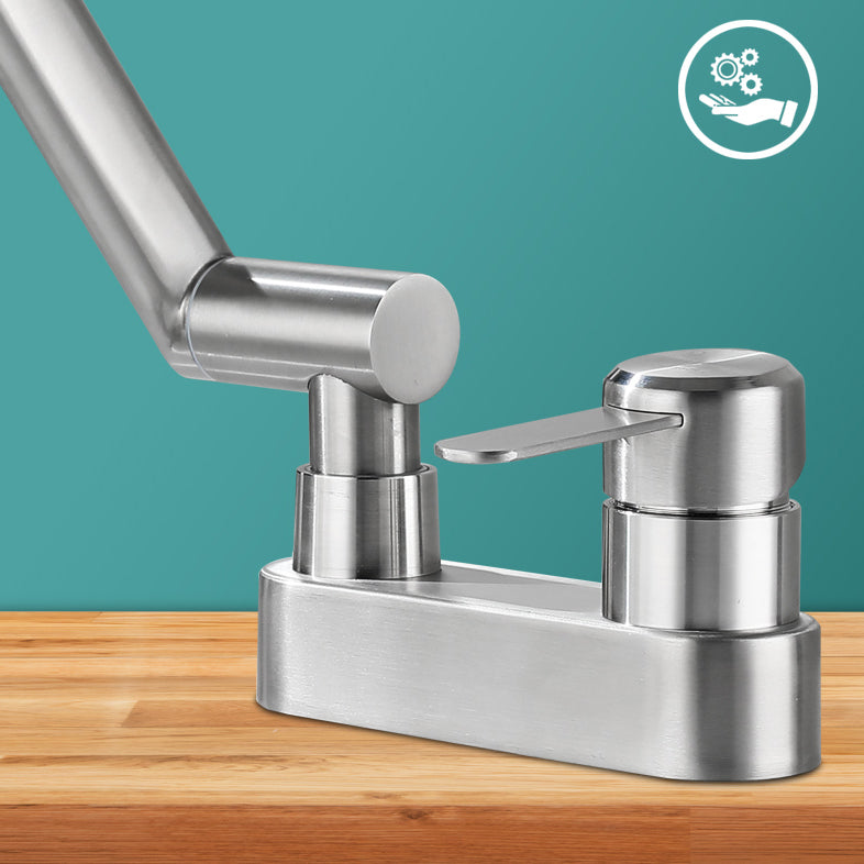 2 holes sink faucet swivel stainless steel single handle central mounted faucet