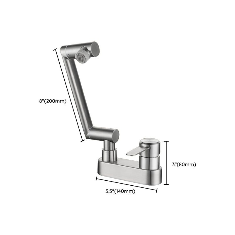 2 holes sink faucet swivel stainless steel single handle central mounted faucet