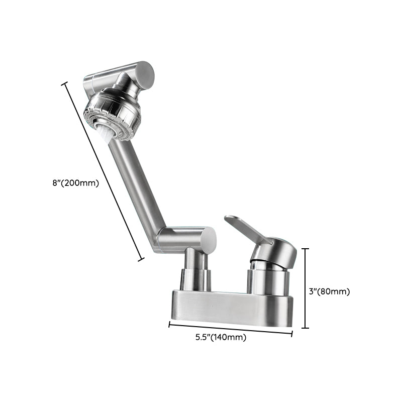 2 holes sink faucet swivel stainless steel single handle central mounted faucet