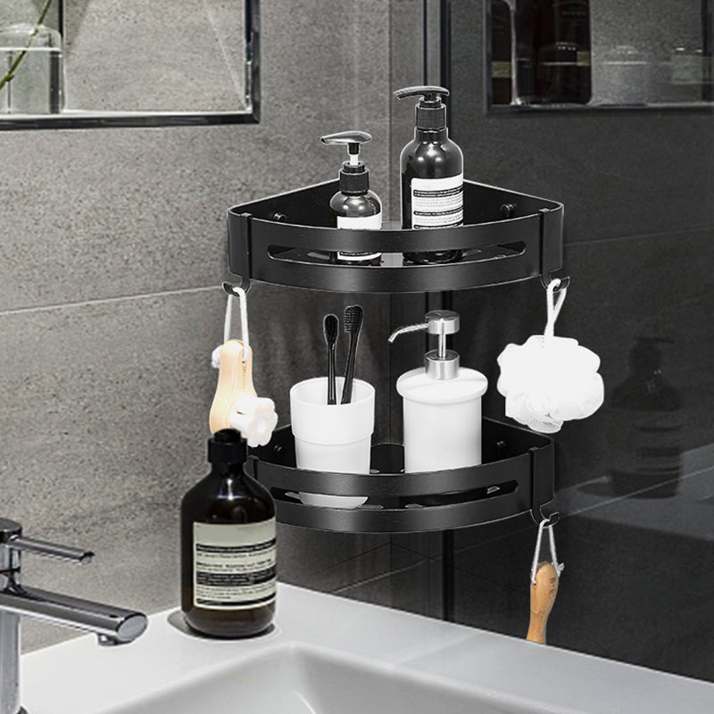 Black/Silver Bath Set Modern 1/2/3-Piece Anti-Rust Bath Rack