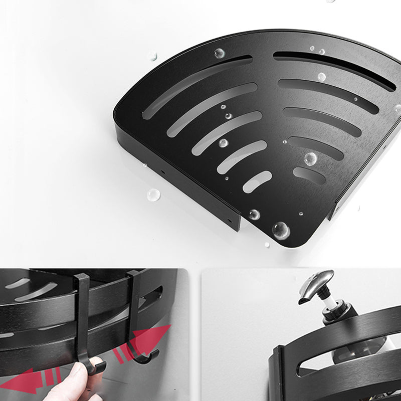 Black/Silver Bath Set Modern 1/2/3-Piece Anti-Rust Bath Rack
