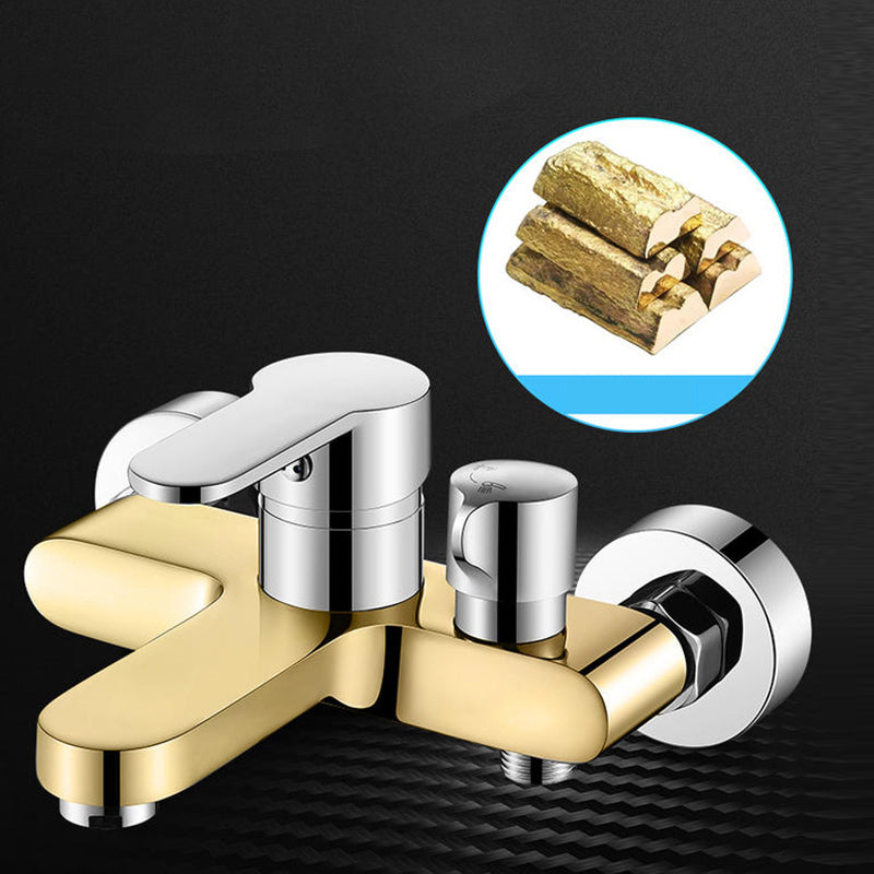 Single Lever Bath Mixer 2 Holes Wall Mounted Hand Shower Low Arc Tub Filler