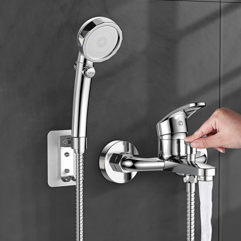 Single Lever Bath Mixer 2 Holes Wall Mounted Hand Shower Low Arc Tub Filler