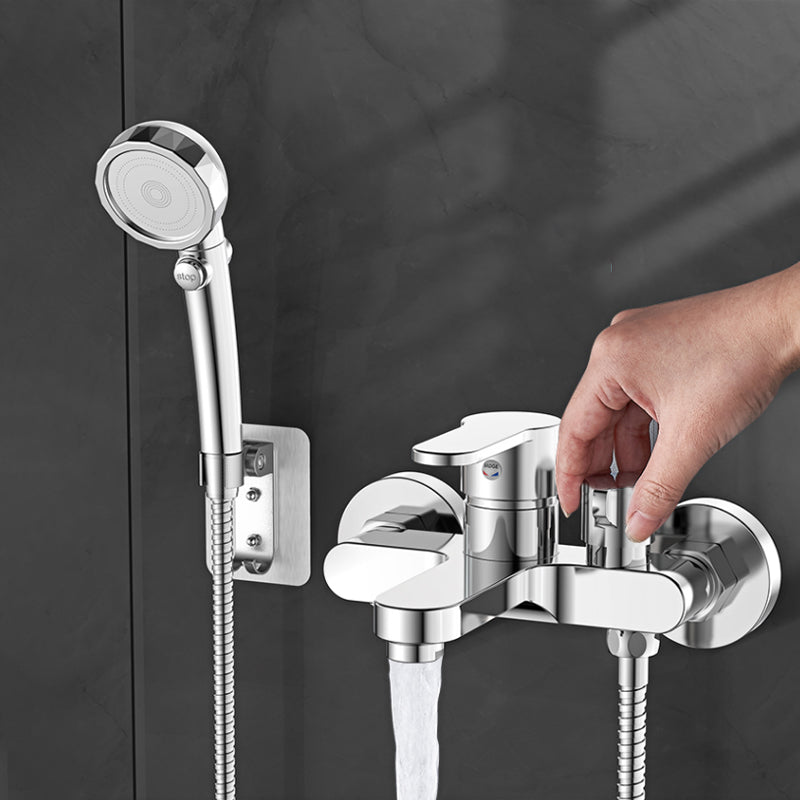 Single Lever Bath Mixer 2 Holes Wall Mounted Hand Shower Low Arc Tub Filler