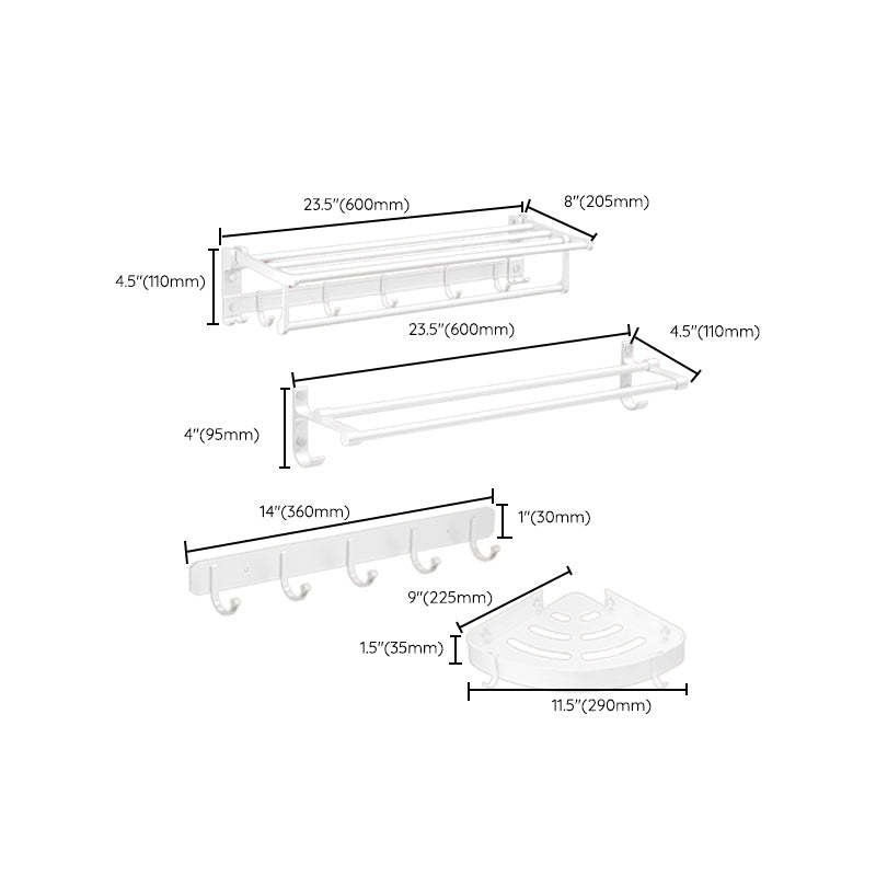 Modern Bathroom Accessories Hardware Set White Metal Bathroom Accessories Kit