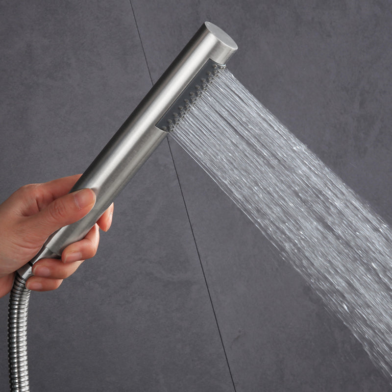 Cylindrical Hand Shower with Self-Cleaning Stainless Steel Wall Shower Head