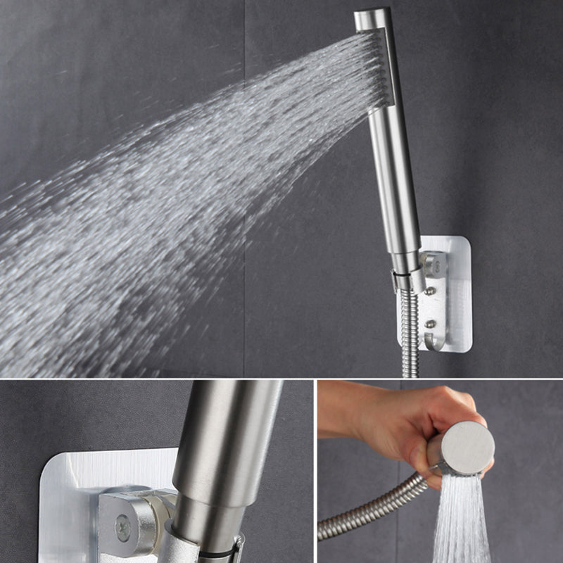 Cylindrical Hand Shower with Self-Cleaning Stainless Steel Wall Shower Head