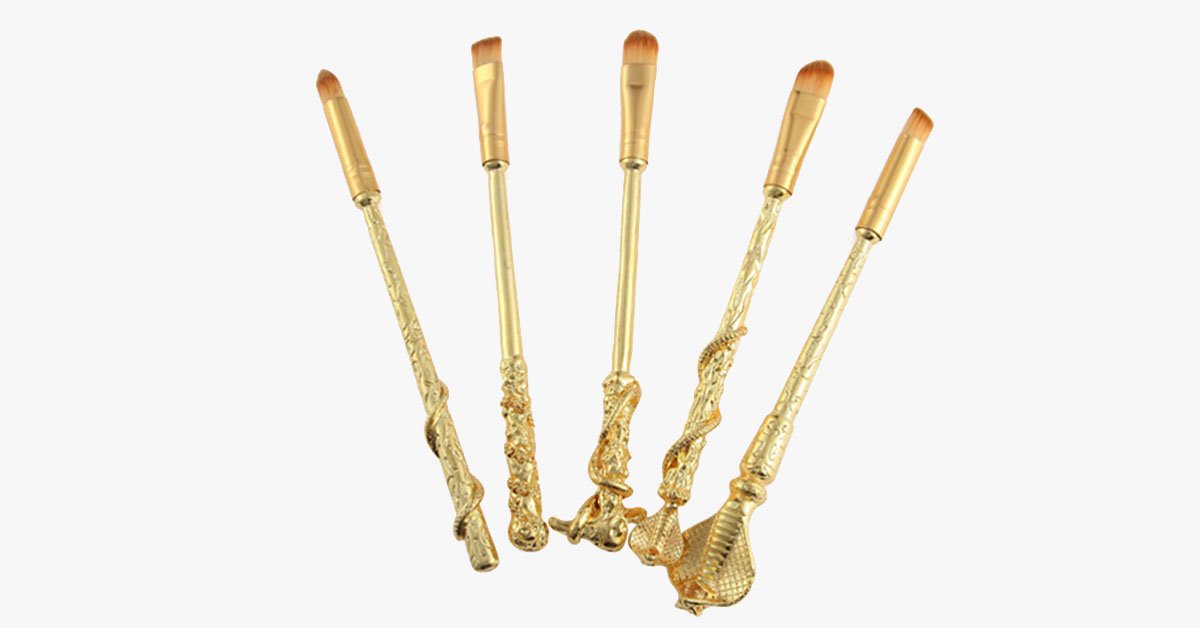 Gold-coated Magic Brush Set with 5 gold-coated eyeshadow brushes - Works wonders on your eyes!