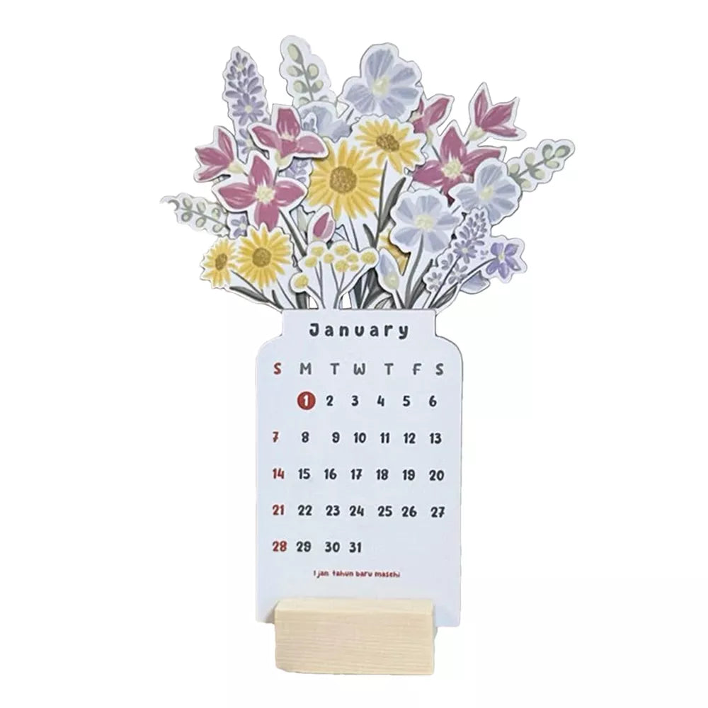 2025 Bloomy Flowers Desk Calendar Decorative & Functional Planner