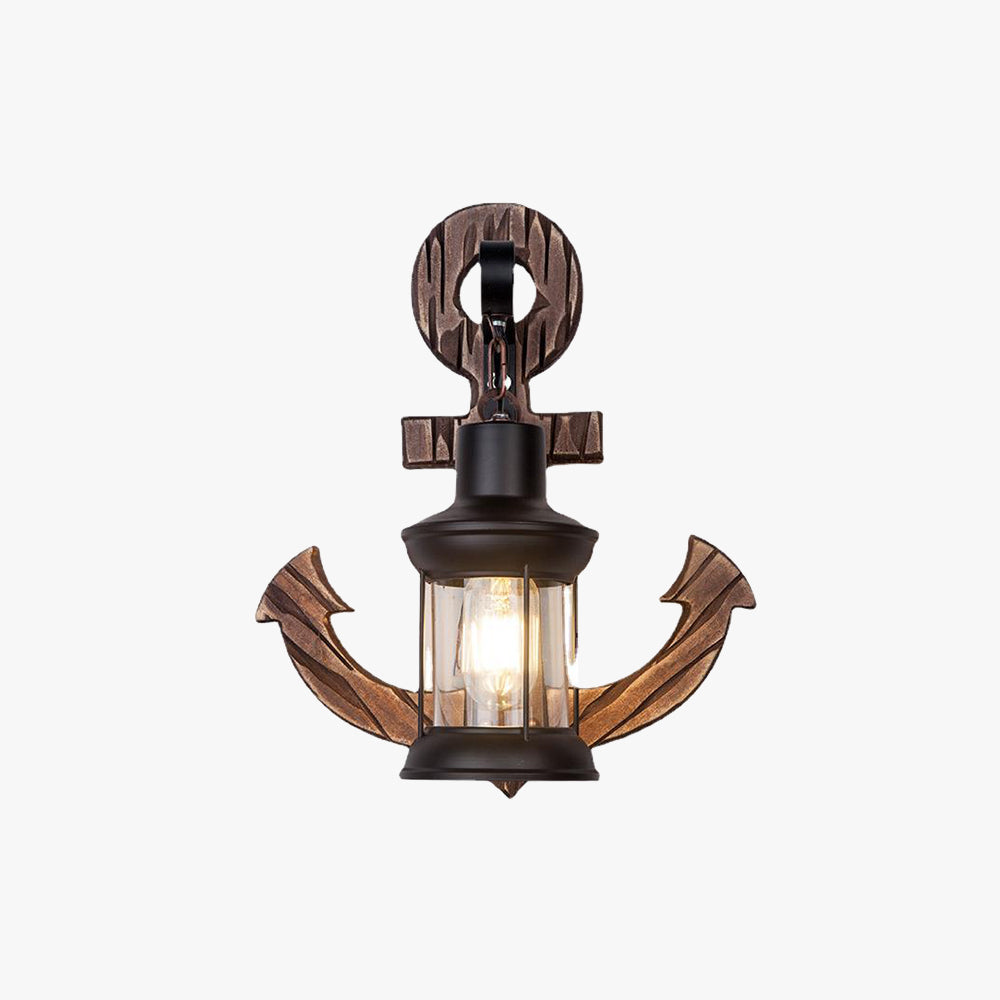 Vintage Anchor LED Wall Light - Industrial Metal & Wood for Dining Room/Living Room