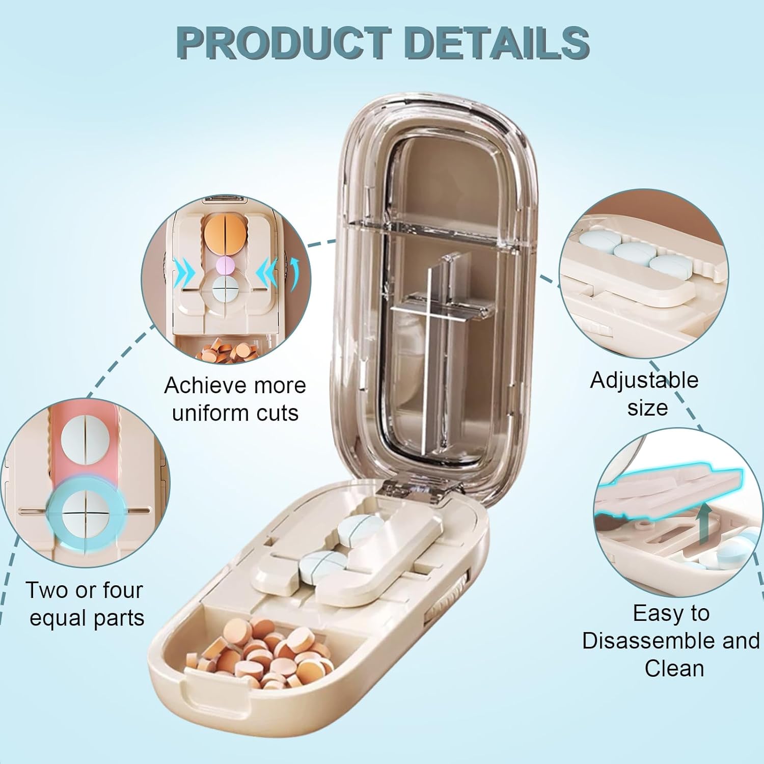 Portable Pill Cutter with Adjustable Slots