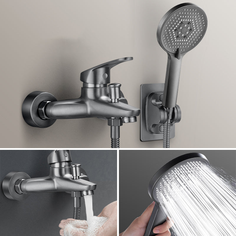 Solid Bathtub Faucet Handheld Shower Hose Lever Handle Wall-Mounted 2 Holes Bathtub Fill Valve