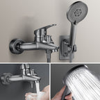 Solid Bathtub Faucet Handheld Shower Hose Lever Handle Wall-Mounted 2 Holes Bathtub Fill Valve