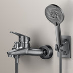 Solid Bathtub Faucet Handheld Shower Hose Lever Handle Wall-Mounted 2 Holes Bathtub Fill Valve
