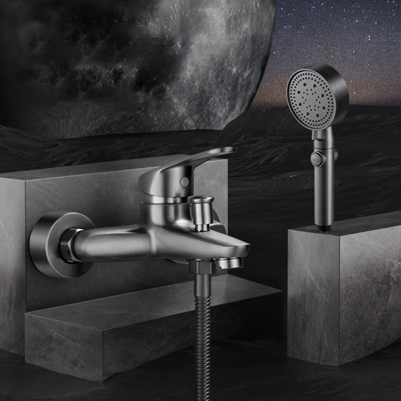 Solid Bathtub Faucet Handheld Shower Hose Lever Handle Wall-Mounted 2 Holes Bathtub Fill Valve