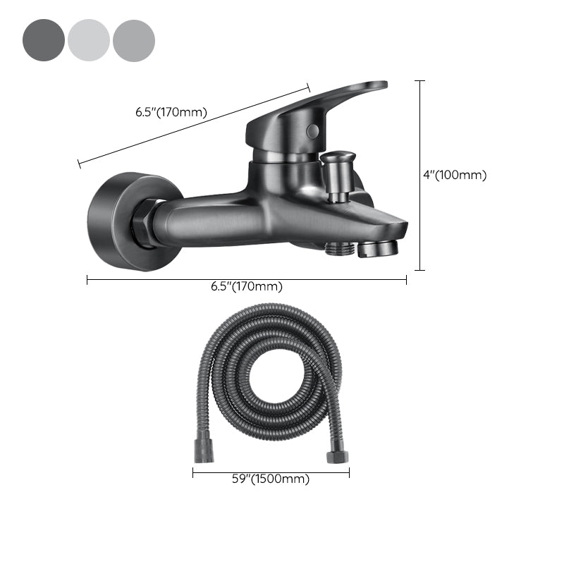 Solid Bathtub Faucet Handheld Shower Hose Lever Handle Wall-Mounted 2 Holes Bathtub Fill Valve