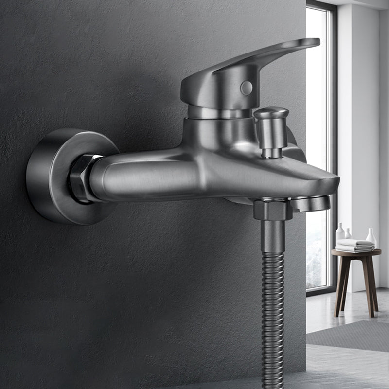 Low Arch Bathtub Faucet Hose Wall-Mounted Single Lever Tub Filler with Hand Shower