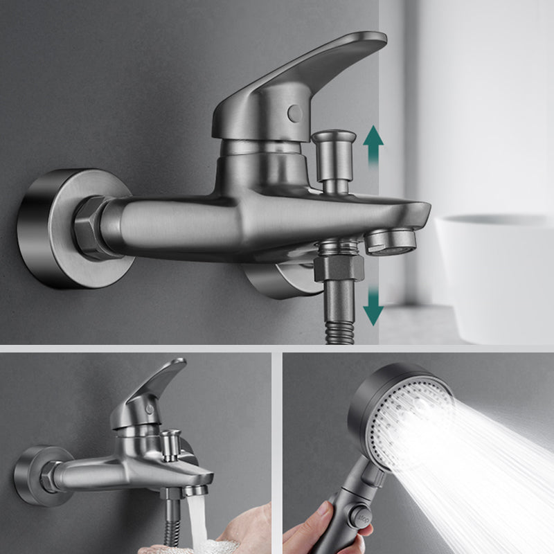 Low Arch Bathtub Faucet Hose Wall-Mounted Single Lever Tub Filler with Hand Shower