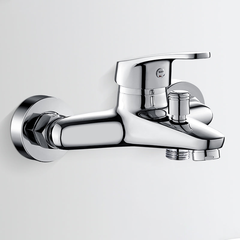 Low Arch Bathtub Faucet Hose Wall-Mounted Single Lever Tub Filler with Hand Shower