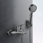 Low Arch Bathtub Faucet Hose Wall-Mounted Single Lever Tub Filler with Hand Shower