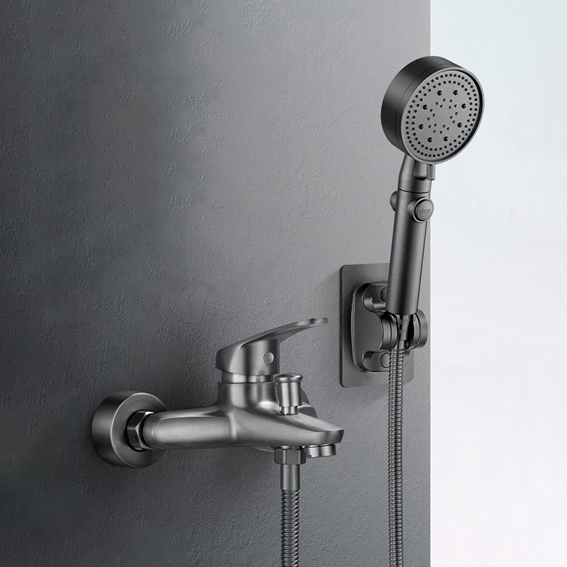 Low Arch Bathtub Faucet Hose Wall-Mounted Single Lever Tub Filler with Hand Shower