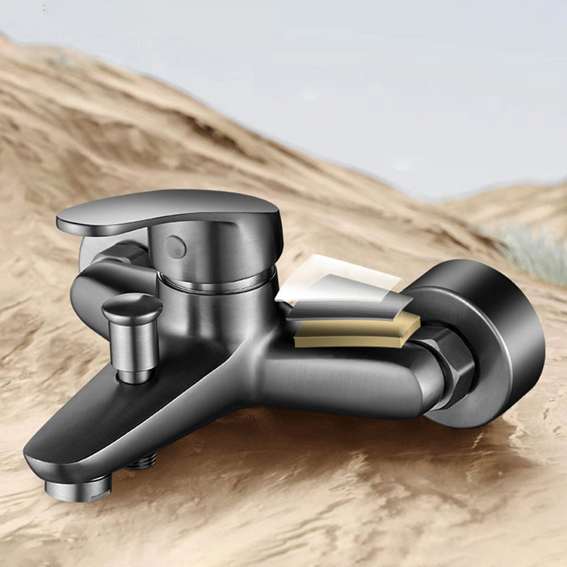 Low Arch Bathtub Faucet Hose Wall-Mounted Single Lever Tub Filler with Hand Shower