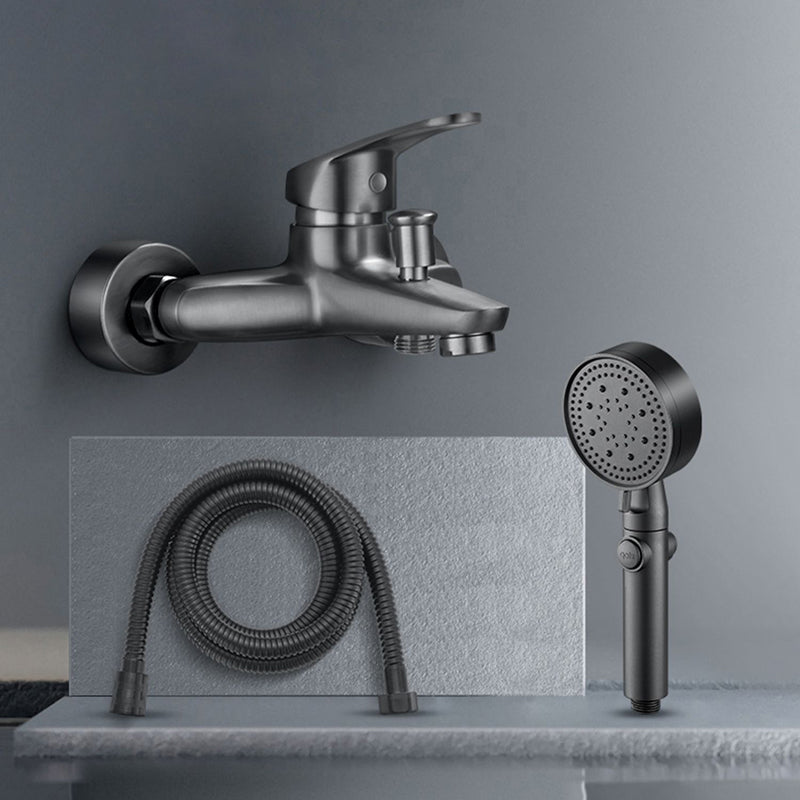 Low Arch Bathtub Faucet Hose Wall-Mounted Single Lever Tub Filler with Hand Shower