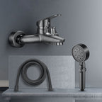 Low Arch Bathtub Faucet Hose Wall-Mounted Single Lever Tub Filler with Hand Shower
