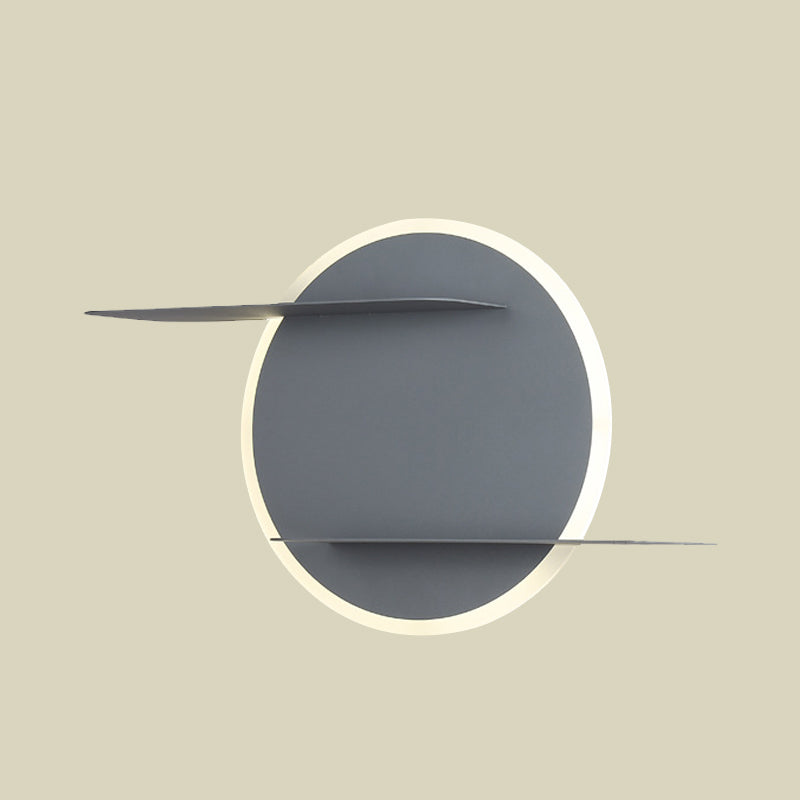 White/Grey Round Wall-Mounted Lamp Contemporary Acrylic LED Wall Light with Support for Bedroom