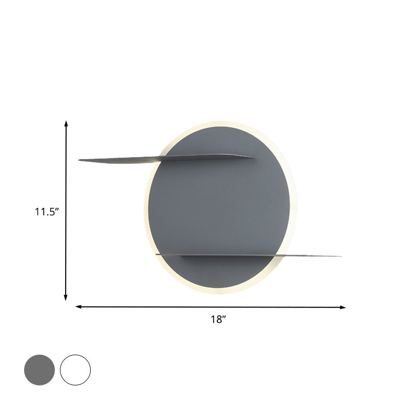 White/Grey Round Wall-Mounted Lamp Contemporary Acrylic LED Wall Light with Support for Bedroom