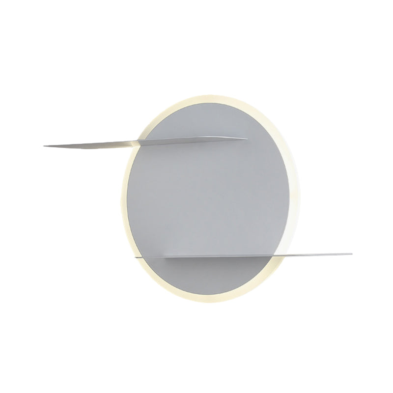 White/Grey Round Wall-Mounted Lamp Contemporary Acrylic LED Wall Light with Support for Bedroom