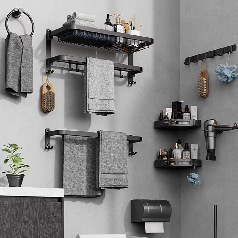 Minimalist black bathroom accessory set paper holder towel bar bath hardware set