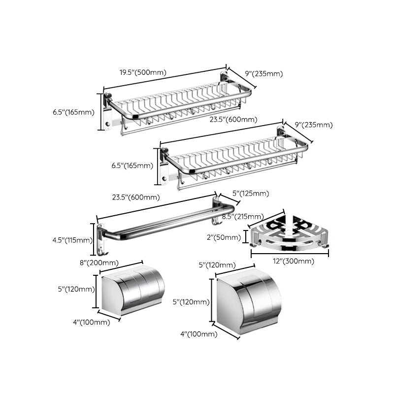 Minimalistic Bathroom Accessories Set Paper Holder Towel Bar Stainless Steel Bathroom Set