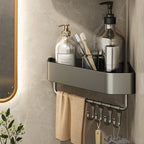 Adhesive Holder Metal Bathroom Accessory Single Piece or in Set with Shelf
